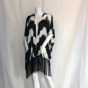 Black and White Open Front Poncho